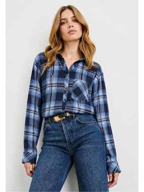 RAILS Woman Blue Hunter Plaid Button Down Long Sleeve Shirt SMALL Preppy Western